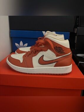 Nike Air Jordan 1 Orange and White Sneakers
